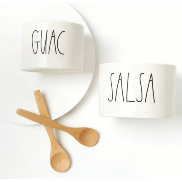 Rae Dunn  Guac + Salsa Set + 2 spoons - Picture 4 of 11